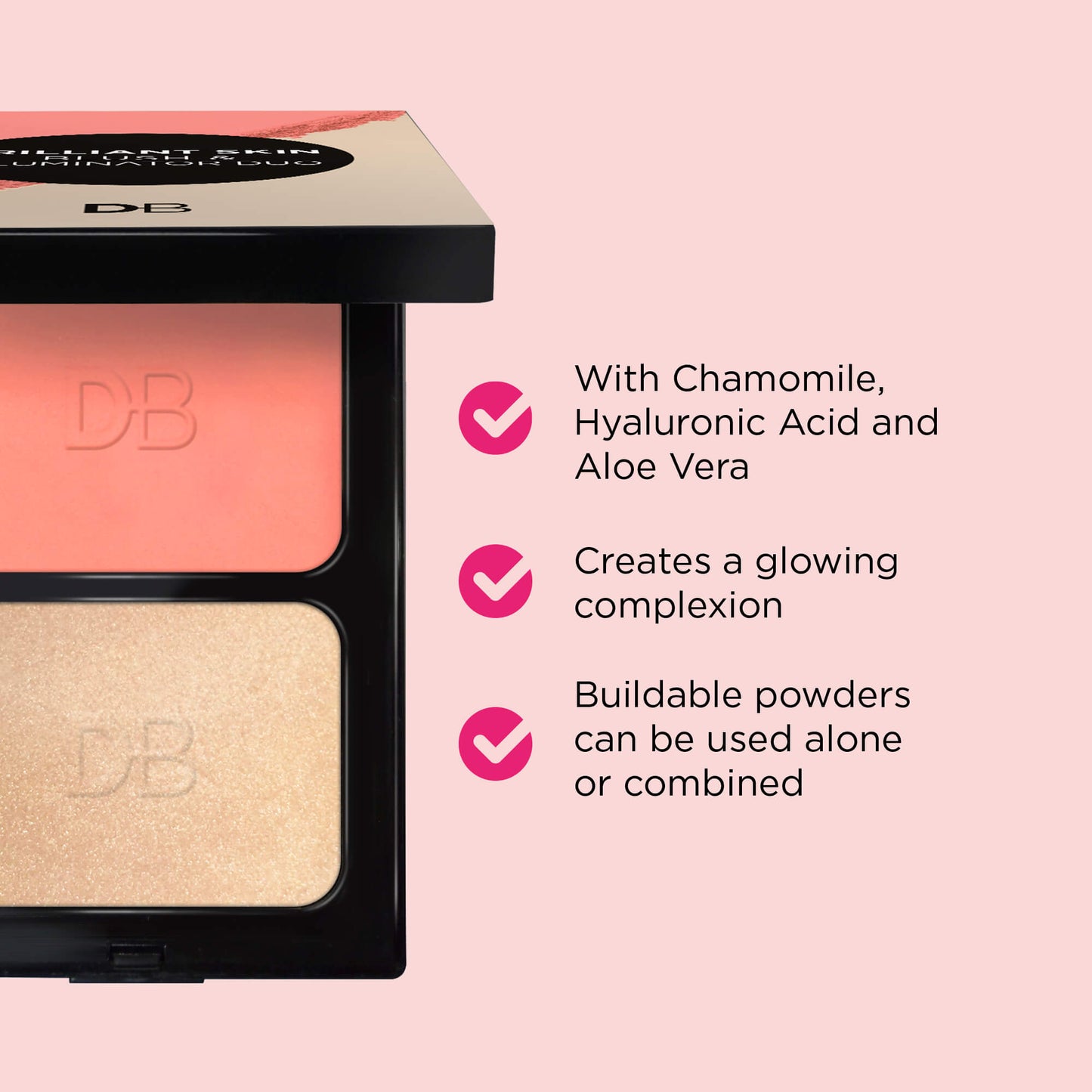 Brilliant Skin Duo Blush Hero | DB Cosmetics | Feature Benefits