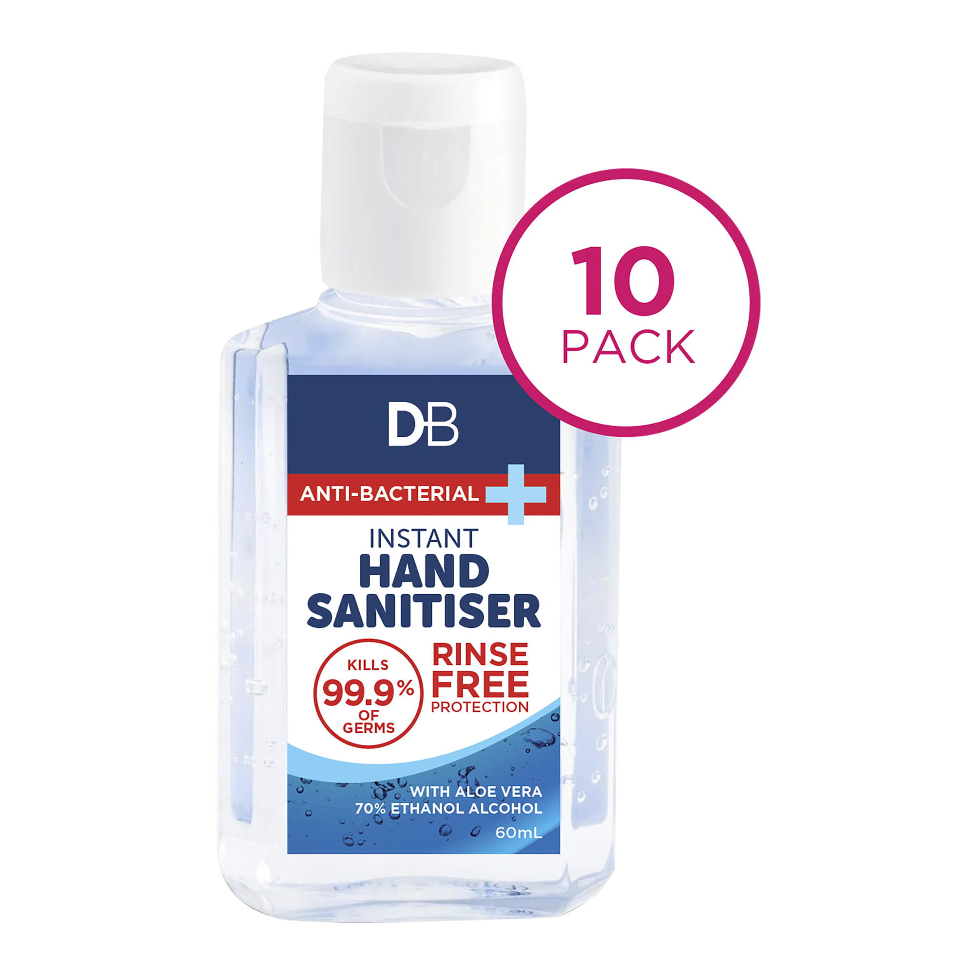 Anti-bacterial Instant Hand Sanitiser (10pk) 60ml | DB Cosmetics