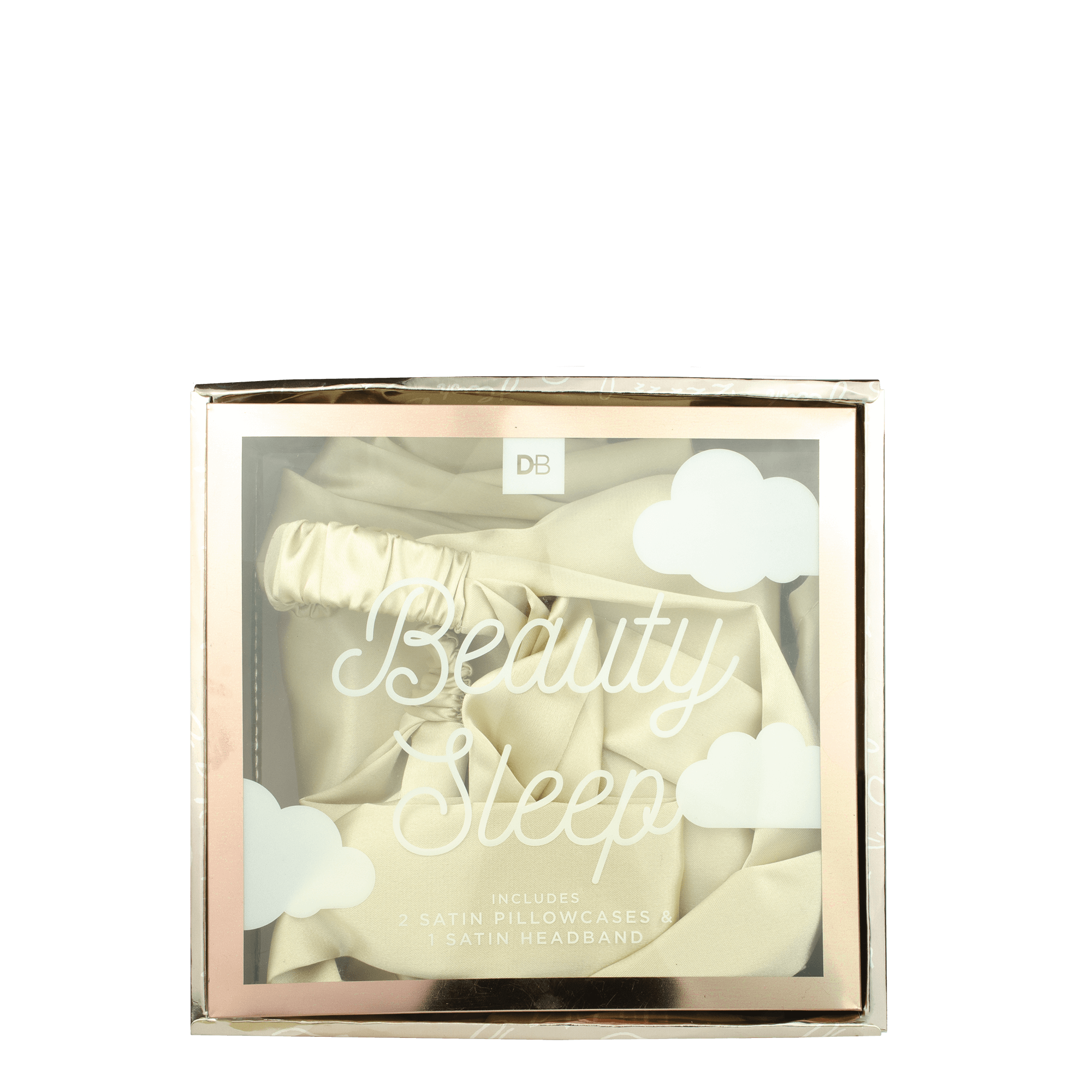 Beauty Sleep Satin Pillowcase and Headband Set (Champagne) | DB Cosmetics | 01