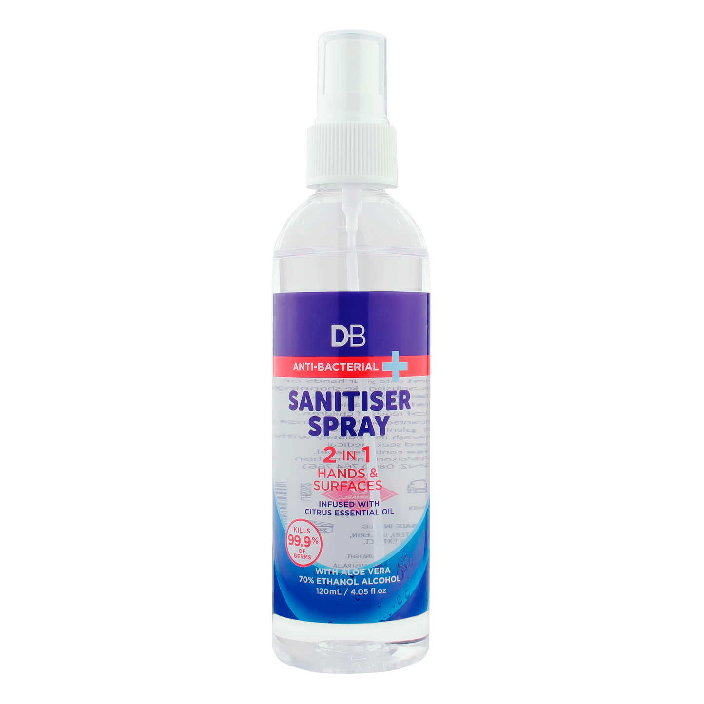 Anti-bacterial 2-in-1 Sanitiser Spray 120ml | DB Cosmetics