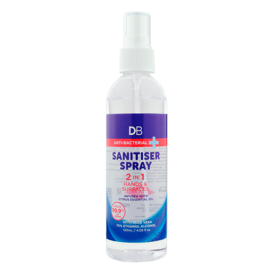 Anti-bacterial 2-in-1 Sanitiser Spray 120ml | DB Cosmetics