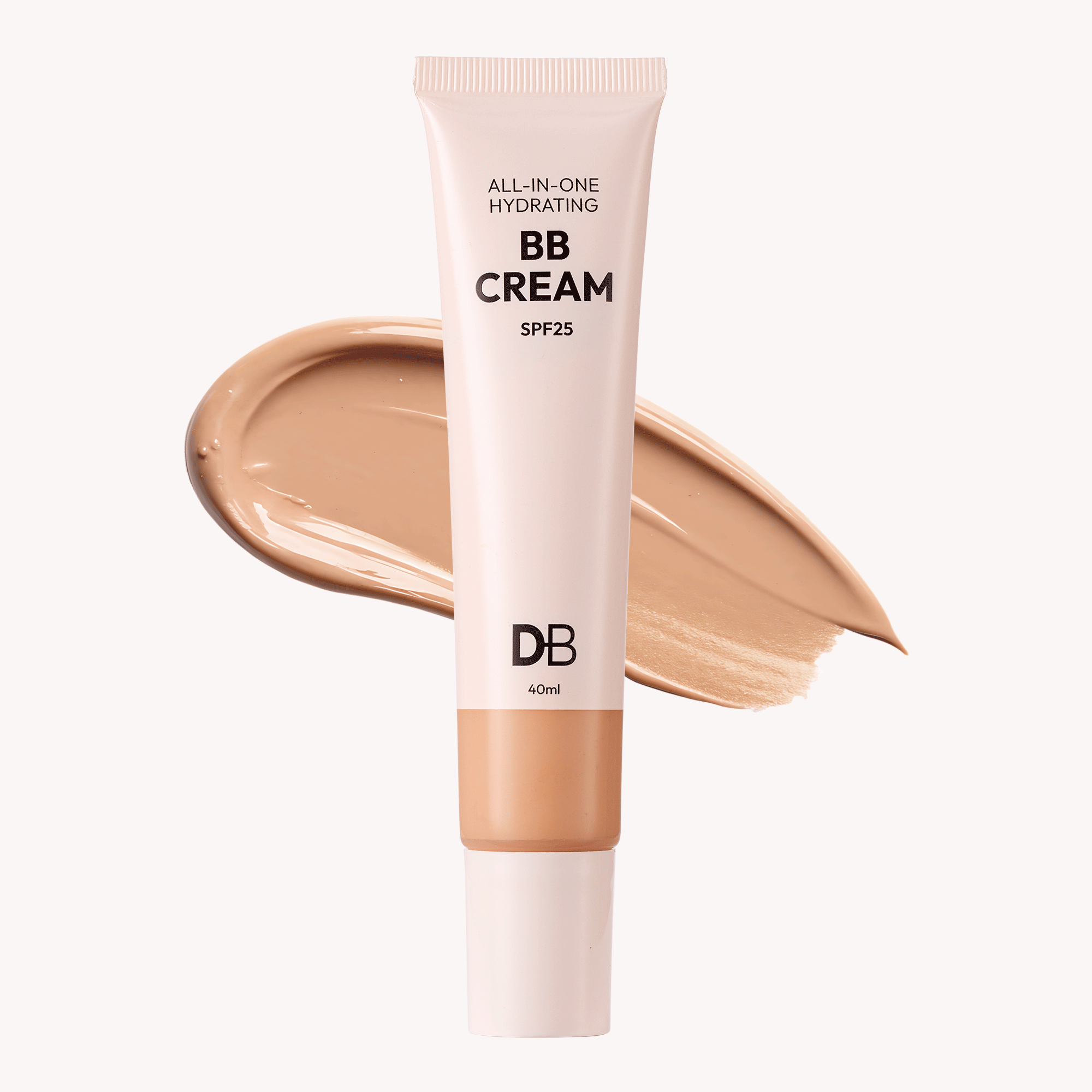 BB cream tube with a swatch on a white background