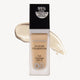 Designer Brands Longwear 24 Hour Foundation bottle with beige liquid swatch; SPF 15, full coverage, promises non-cakey, light feel; black cap.