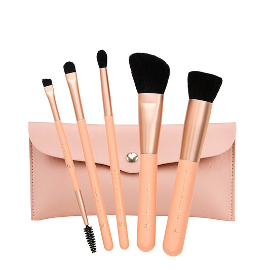 Peaches & Cream 5 Piece Brush Set | Packaging and Brushes | DB Cosmetics