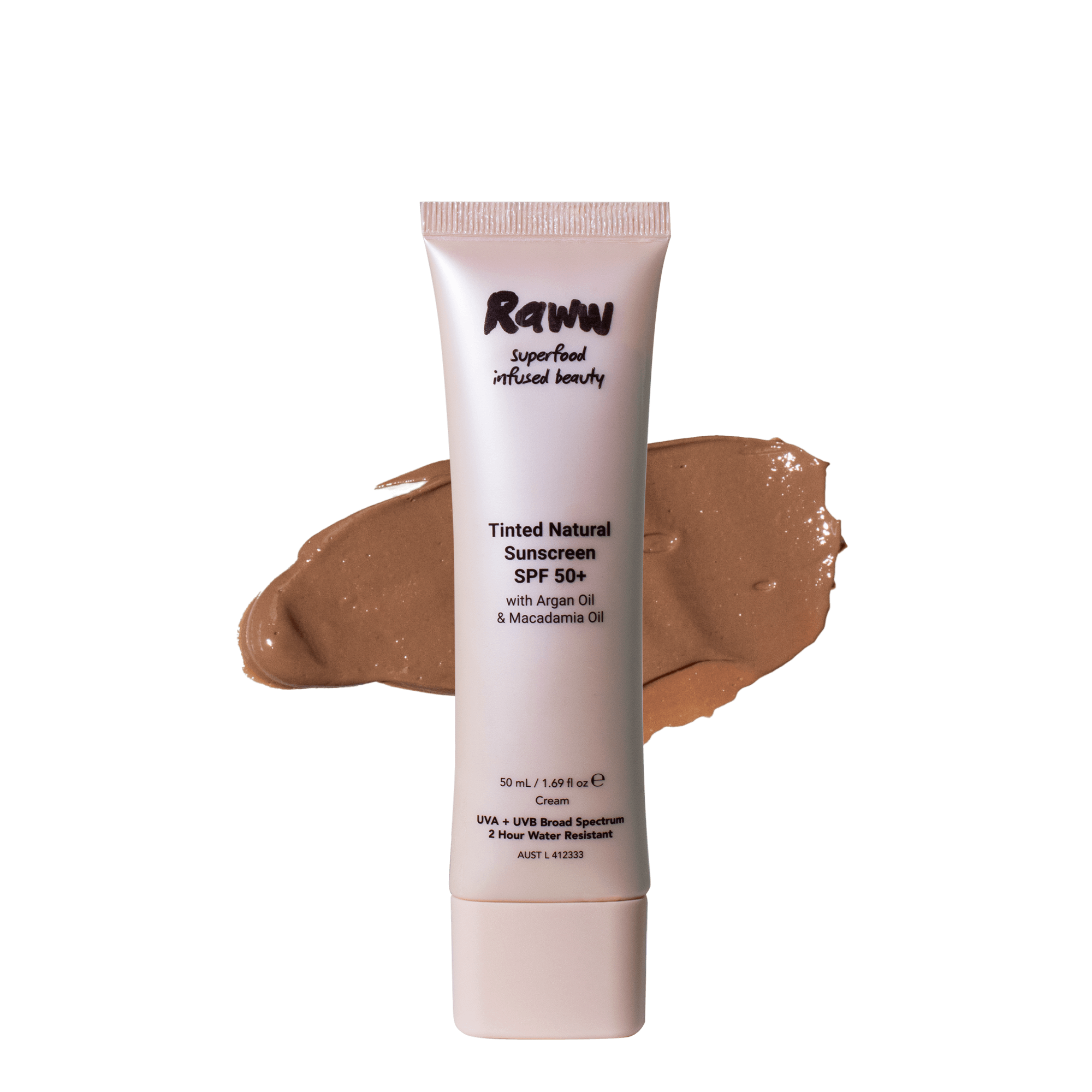 Tinted Natural Sunscreen SPF 50+ by Raww Cosmetics